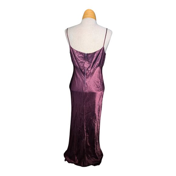 Vtg 1990s Steppin' Out Plum Purple Satin Sequin Embellished Mesh Maxi Gown 13 14 - Picture 2 of 6